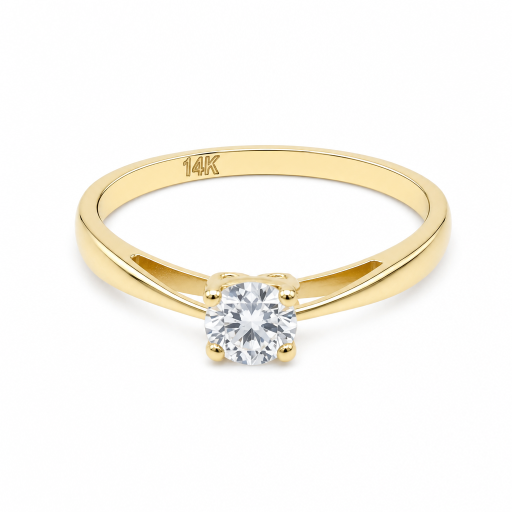 14K Yellow Gold Women's Engagement Ring / Stone: Cz / Size: 7.5 / Weight: 2 GR / LLBWR4ER-3