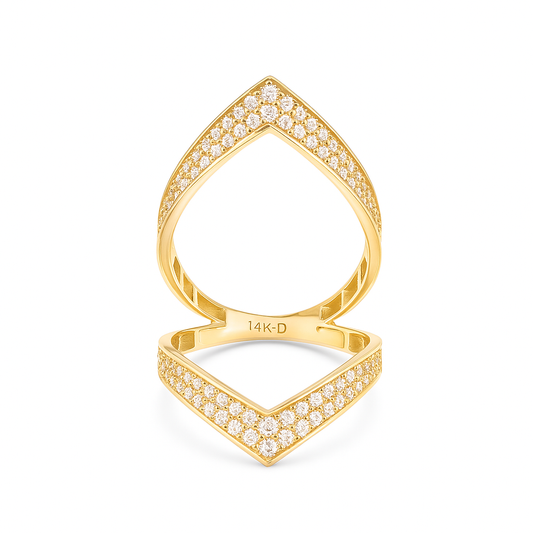 14K Yellow Gold Fashion Women's Ring with White Stones / Size: 7 / Weight: 3.3 GR / DQWR4FS-85