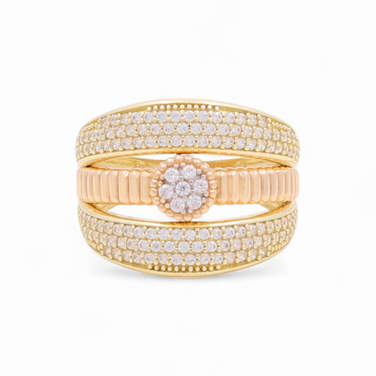 14k Two Tone Fashion Women's Ring with Cz / Weight 4.4 GR / COWRTT4FS-5