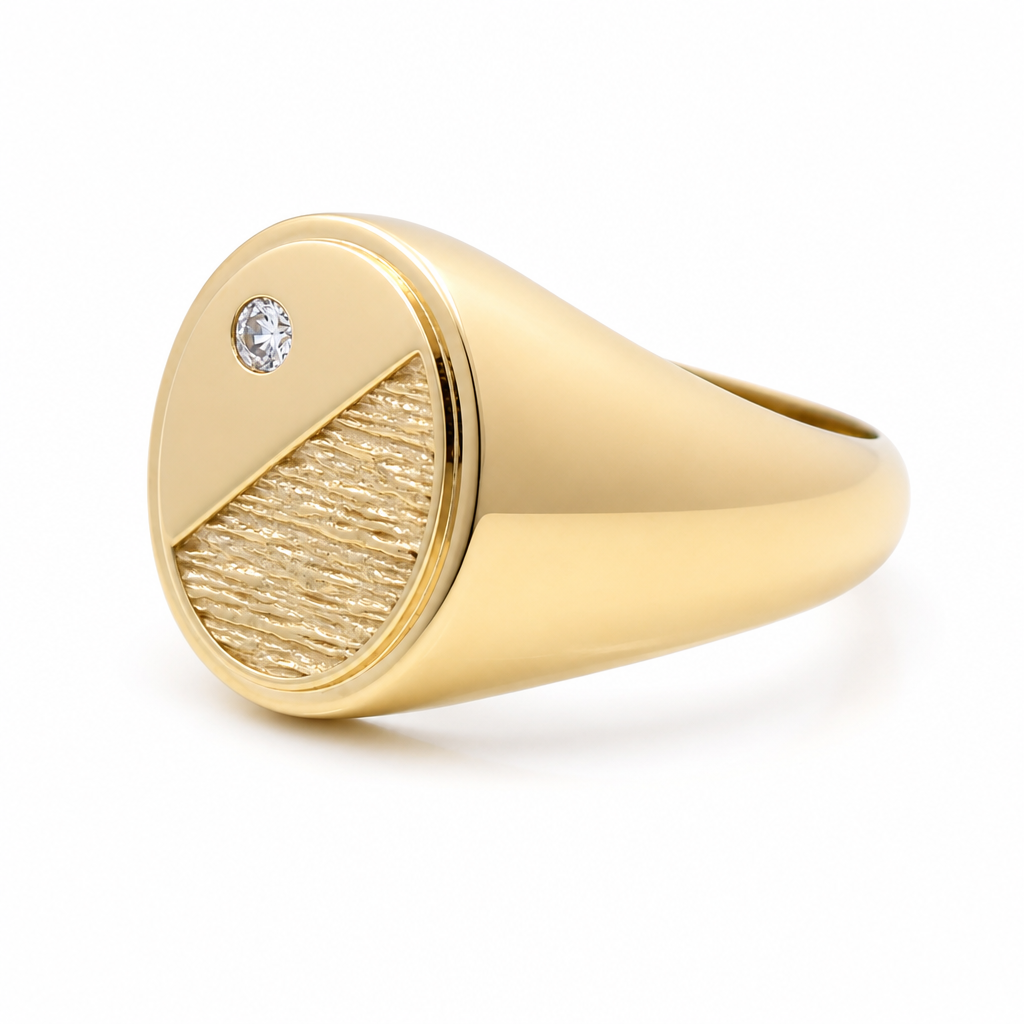 10K Yellow Gold Men's Ring with Cz Stone / Size: 10 / Weight: 4.3 GR / 602-00292
