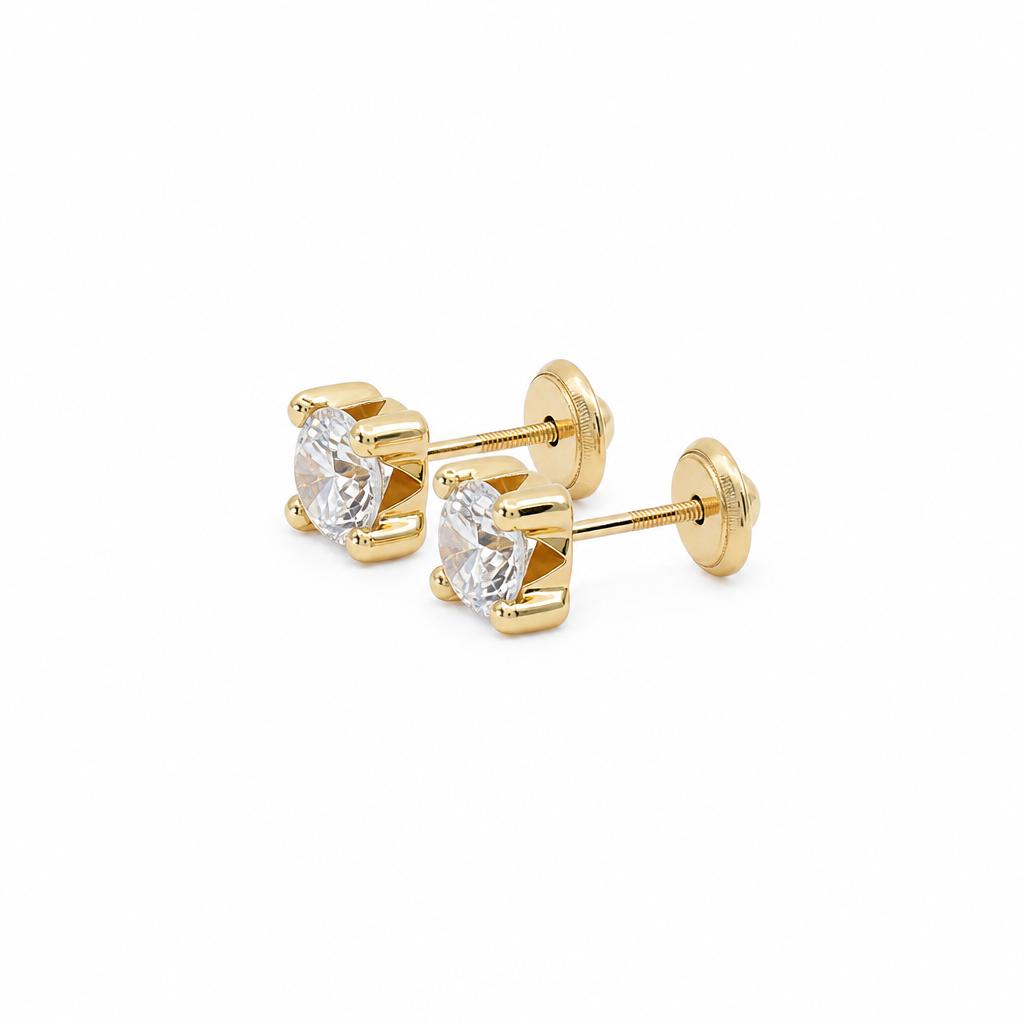 14k Yellow Gold Fashion Stud Earrings With Cz / 6-627501PS