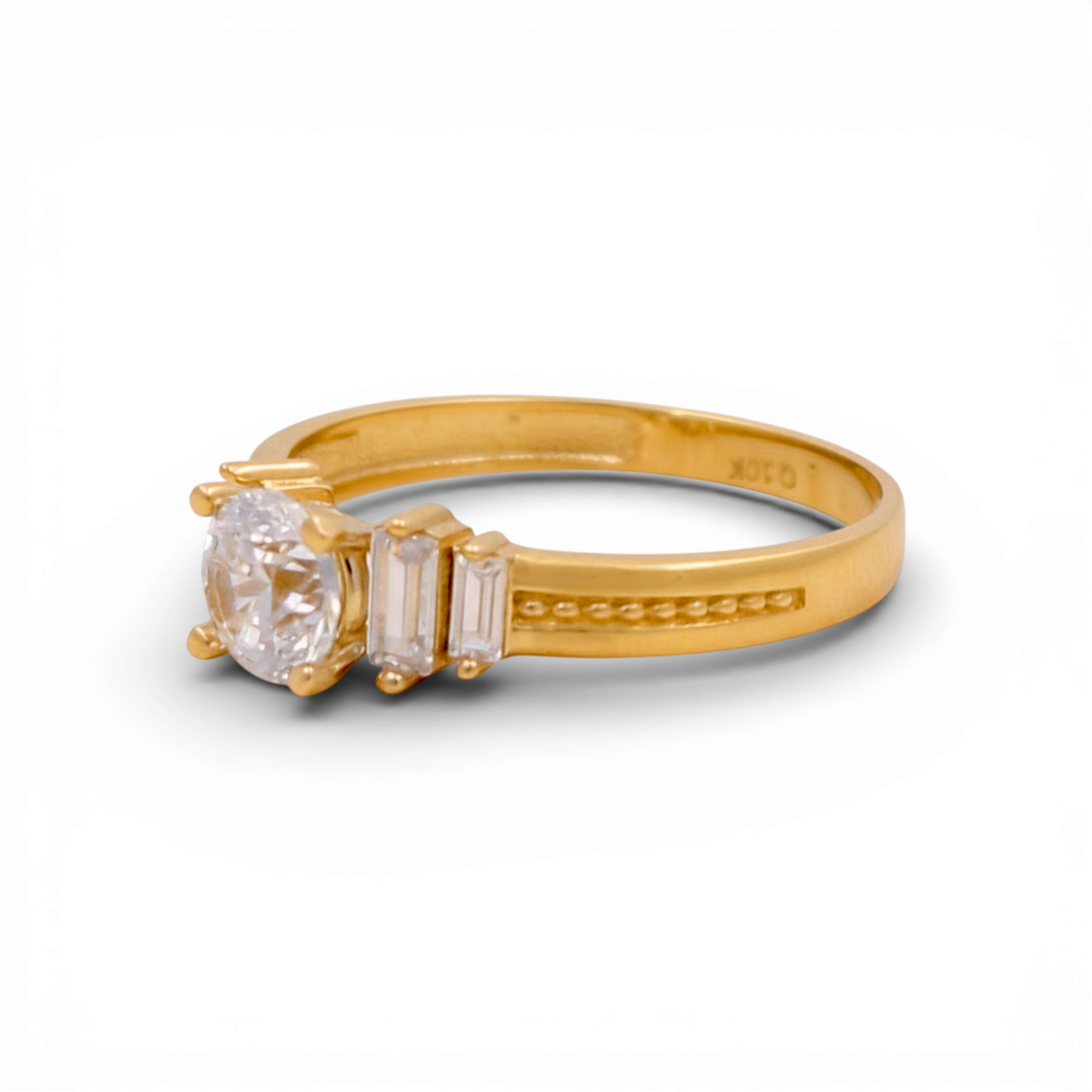 10K Yellow Gold Women's Engagement Ring / Stone: Cz / Size: 7 / Weight: 1.9 GR / CQWR0ER-1