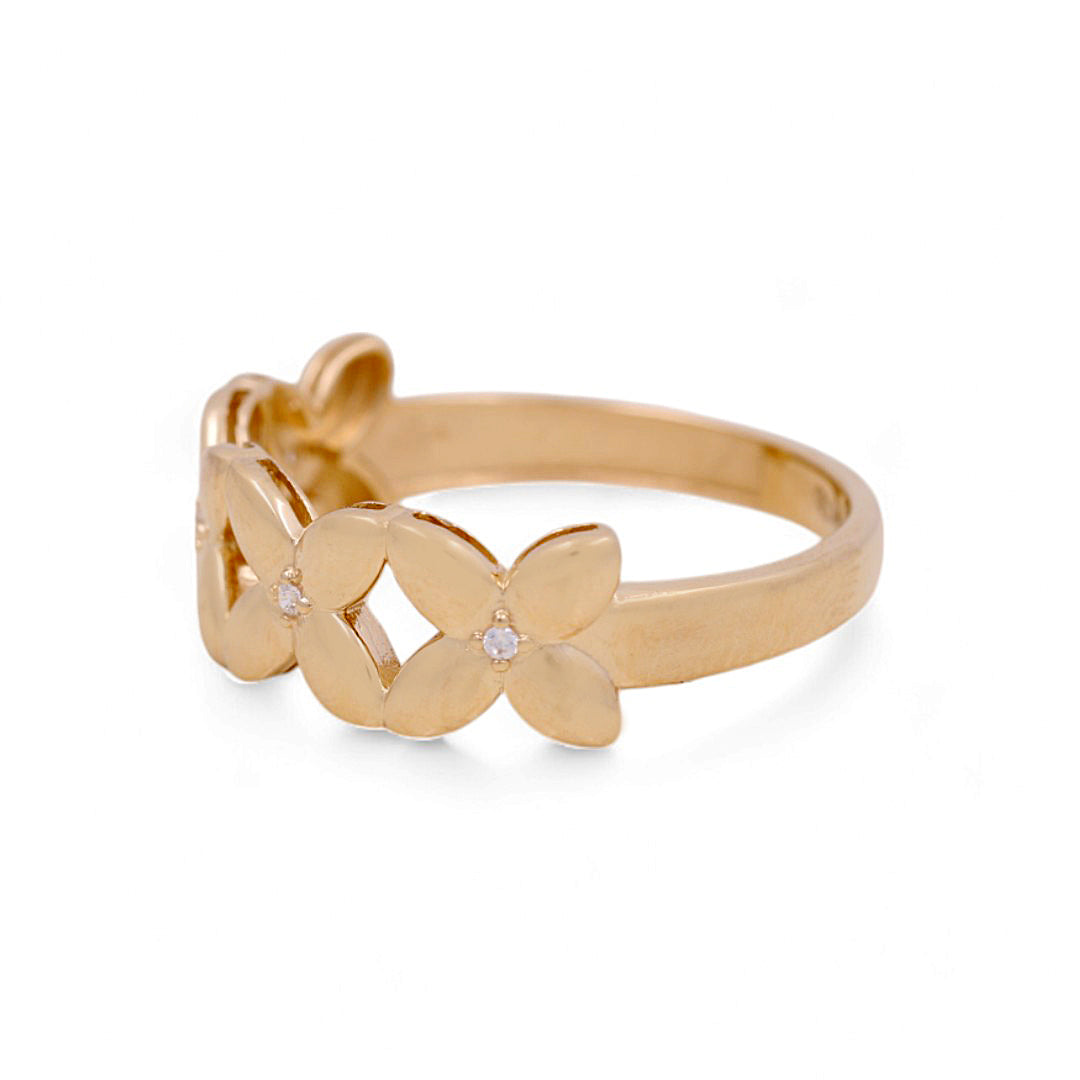 14K Yellow Gold Woman’s Flower Ring / Stone: CZ / Size: 6.5 / Weight: 2.4GR / IEEWR4FL