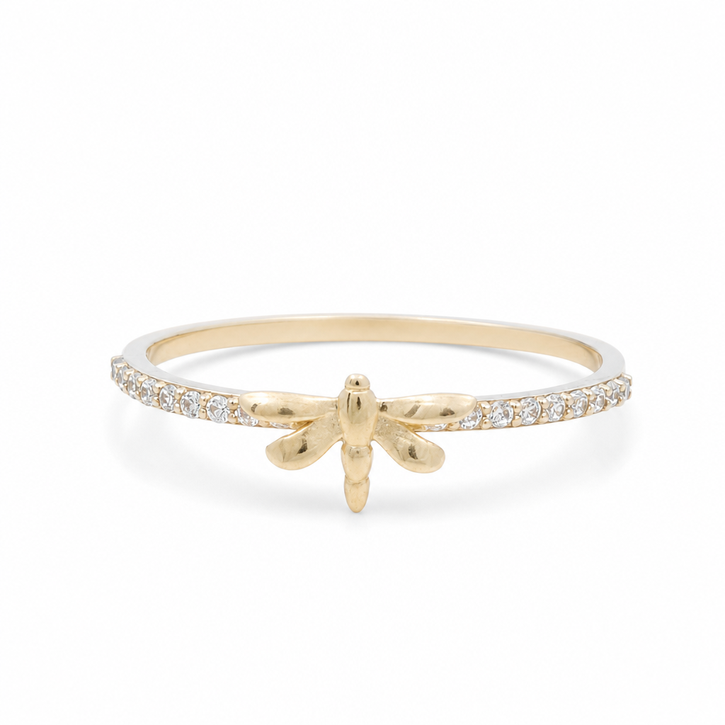 10K Yellow Gold Fashion Women's Ring DF and Cz Stone / Size: 8.25 / Weight: 0.9 GR / CQWR0DF