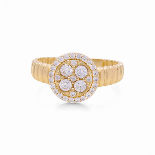14K Yellow Gold Round Fashion Women's Ring with Cz / Size: 8.5 / Weight: 2.3 GR / DQWR4FS-25