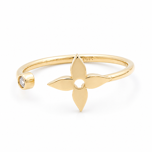 10K  Yellow Gold Fashion Women's Ring with Cz  / Size:8 / Weight: 1.3 GR / DQWR0FSLV