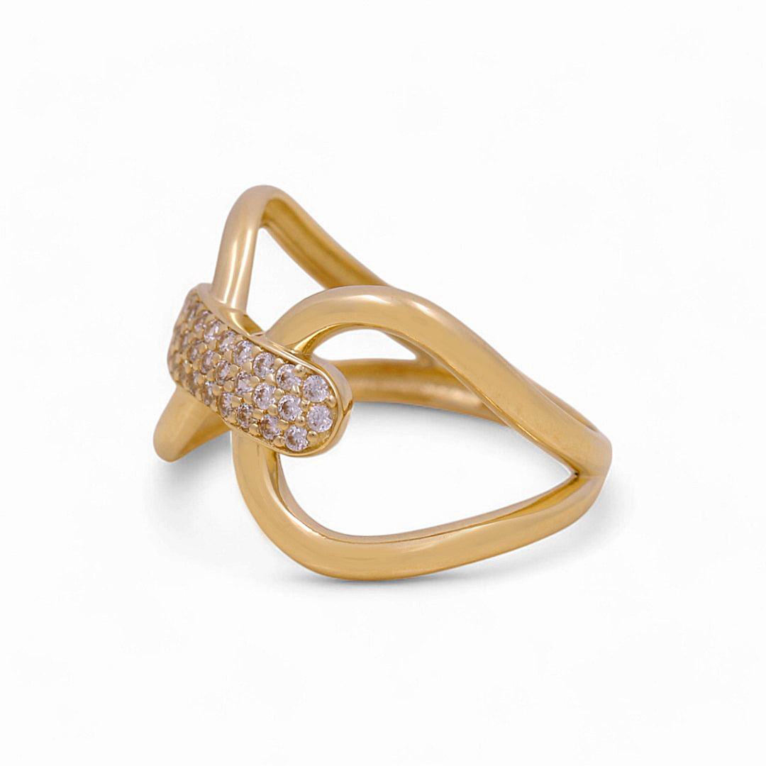 14K Yellow Gold Fashion Women's Ring with White Cz / Size: 7 / Weight: 2.1 GR / Y24-1358