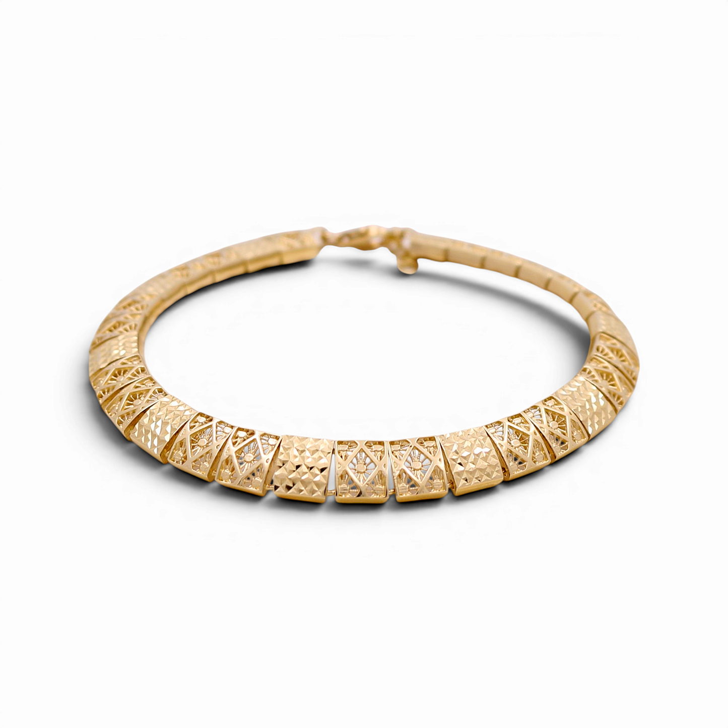 14K Yellow Gold Semisolid Diamond Cut Women's Bracelet/ Size: 7" / Weight: 10.2 GR / ISWB4DC
