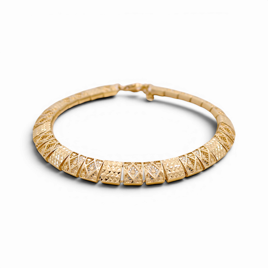 14K Yellow Gold Semisolid Diamond Cut Women's Bracelet/ Size: 7" / Weight: 10.2 GR / ISWB4DC