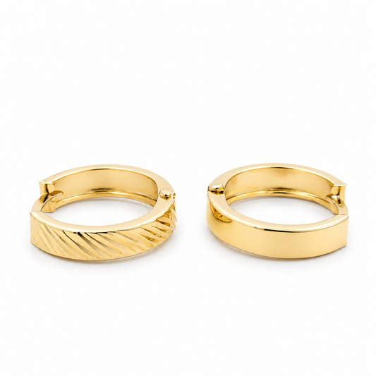 14KYellow Gold Diamond Cut Hoops Earrings / Size: 4mm X 15.7mm / Weight: 2.0 GR / DOEH4DC4X15.7