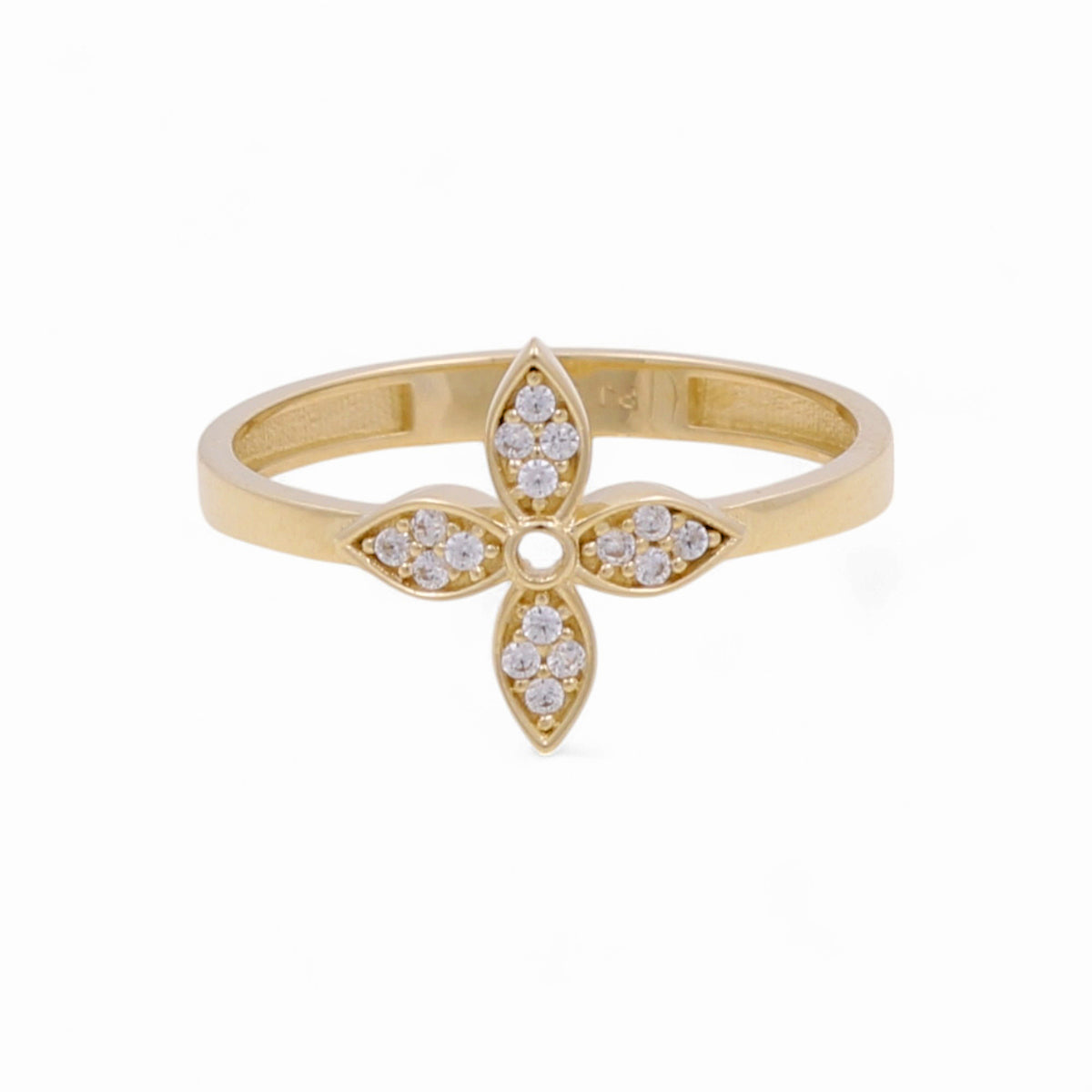 14K Yellow Gold Flower Women's Ring with Cz / Size: 7 / Weight: 1.7 GR / CPWR4FL-1