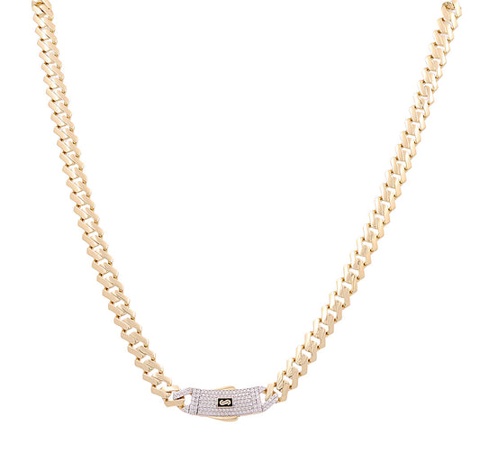 14K Yellow Gold Monaco Edge Chain / Stone: Cz / Size: 7mm 20" / Weight: 20.7gr / 301-61080-7mm.20"