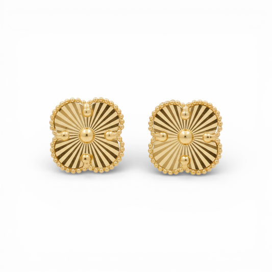 10K Yellow Gold Clover Stud Earrings / Size: 10MM / Weight: 1.7 GR / DQES0CLV-1
