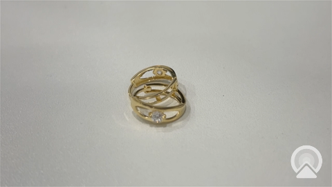 14K Yellow Gold Fashion Hoops Earrings with Cz / Size:4mmX13mm / Weight: 1.8gr /COEH4FS4x13