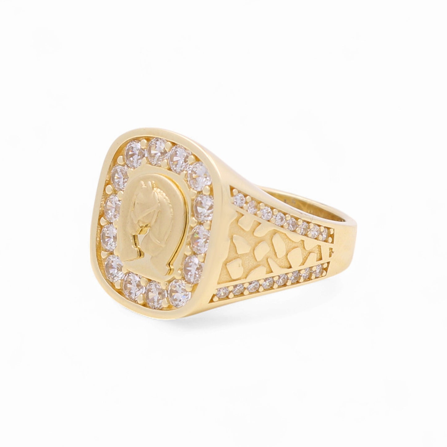 10K Yellow Gold Men’s Horse Shoe Fashion Ring / CZ / Size 9.5 / Weight: 6.3 GR / COMR0FS-13