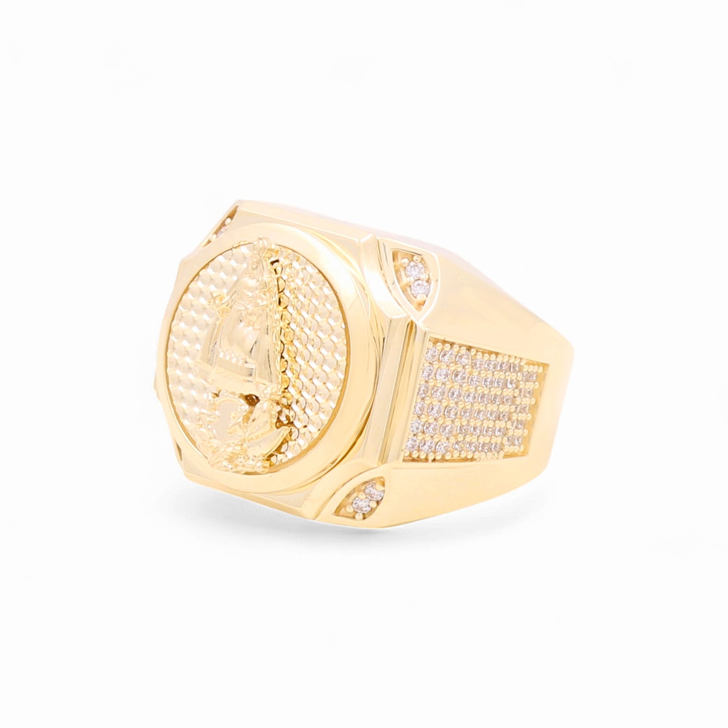 10K Yellow Gold Virgen de la Caridad Men's Ring with Cz / Size: 11 / Weight: 9.7 GR / 711-99999