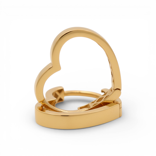 14K Yellow Gold Heart Hoops Earrings / Weight: 2 GR / P53E-97