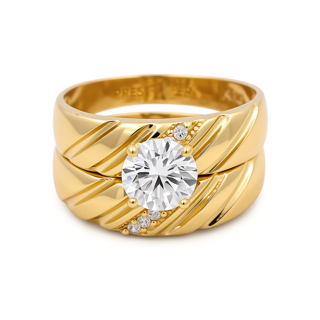 14K Yellow Gold Women’s Bridal Set / Stone: Cz / Size: 7.5 / Weight: 5.5 GR / DEEWR4BS-11
