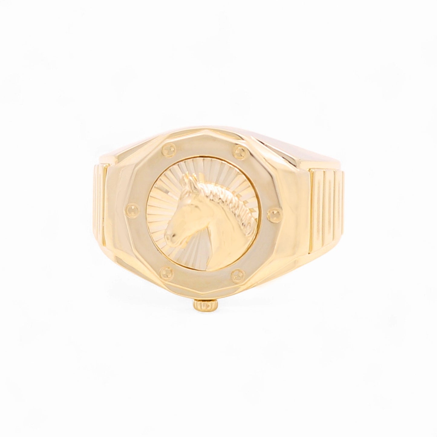 10K Yellow Gold Round Horse Men's Ring / Size: 11 / Weight: 9.1 GR / 711-99999