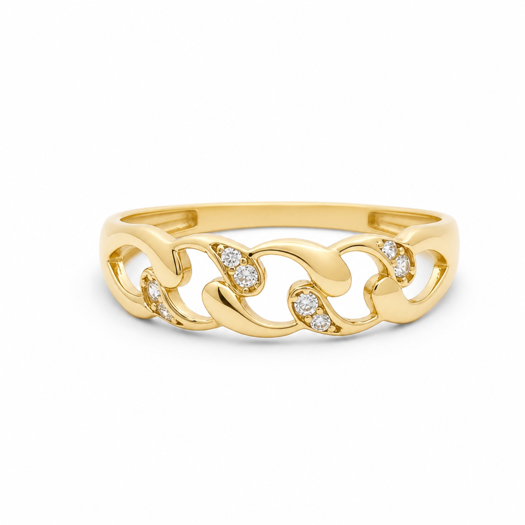 10K Yellow Gold Fashion Women's Ring with Cz / Size: 8 / Weight: 1.1 GR / DQWR0FS-77