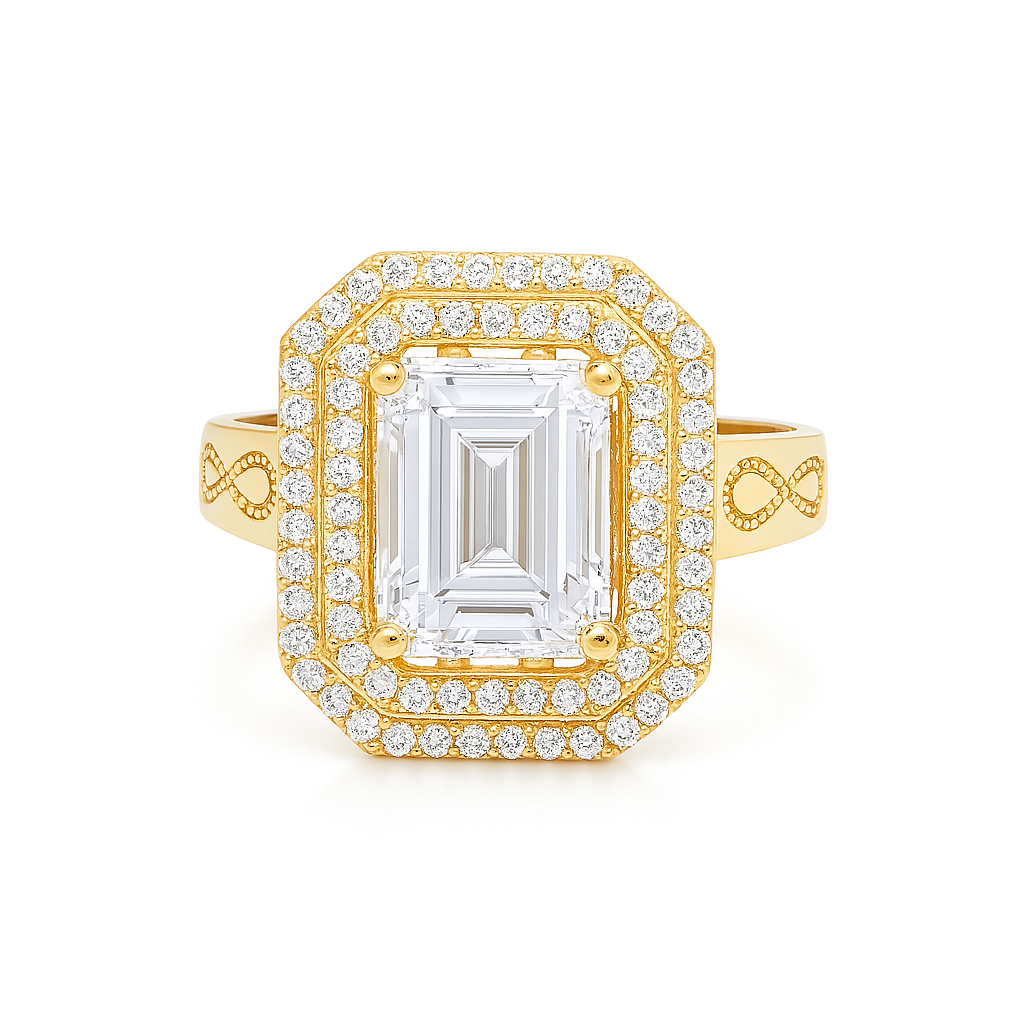 14K Yellow Gold Fashion Women's Ring with White Stones and Infinity / Size: 7 / Weight: 3.9 GR / DQWR4FS-83