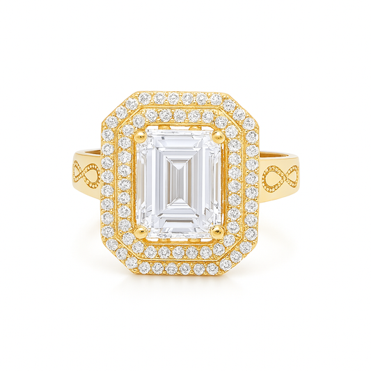 14K Yellow Gold Fashion Women's Ring with White Stones and Infinity / Size: 7 / Weight: 3.9 GR / DQWR4FS-83