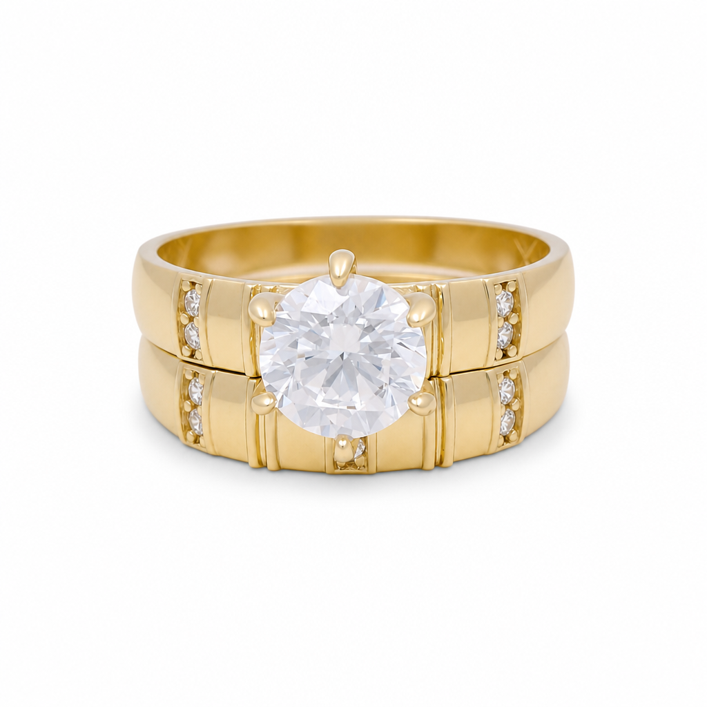 10K Yellow Gold Woman’s Bridal Set / Stone: Cz / Size: 7.5 & 8.5 / Weight: 3.8 GR / CQWR0BS-5