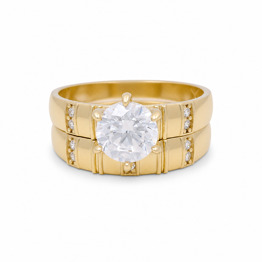 10K Yellow Gold Woman’s Bridal Set / Stone: Cz / Size: 7.5 & 8.5 / Weight: 3.8 GR / CQWR0BS-5