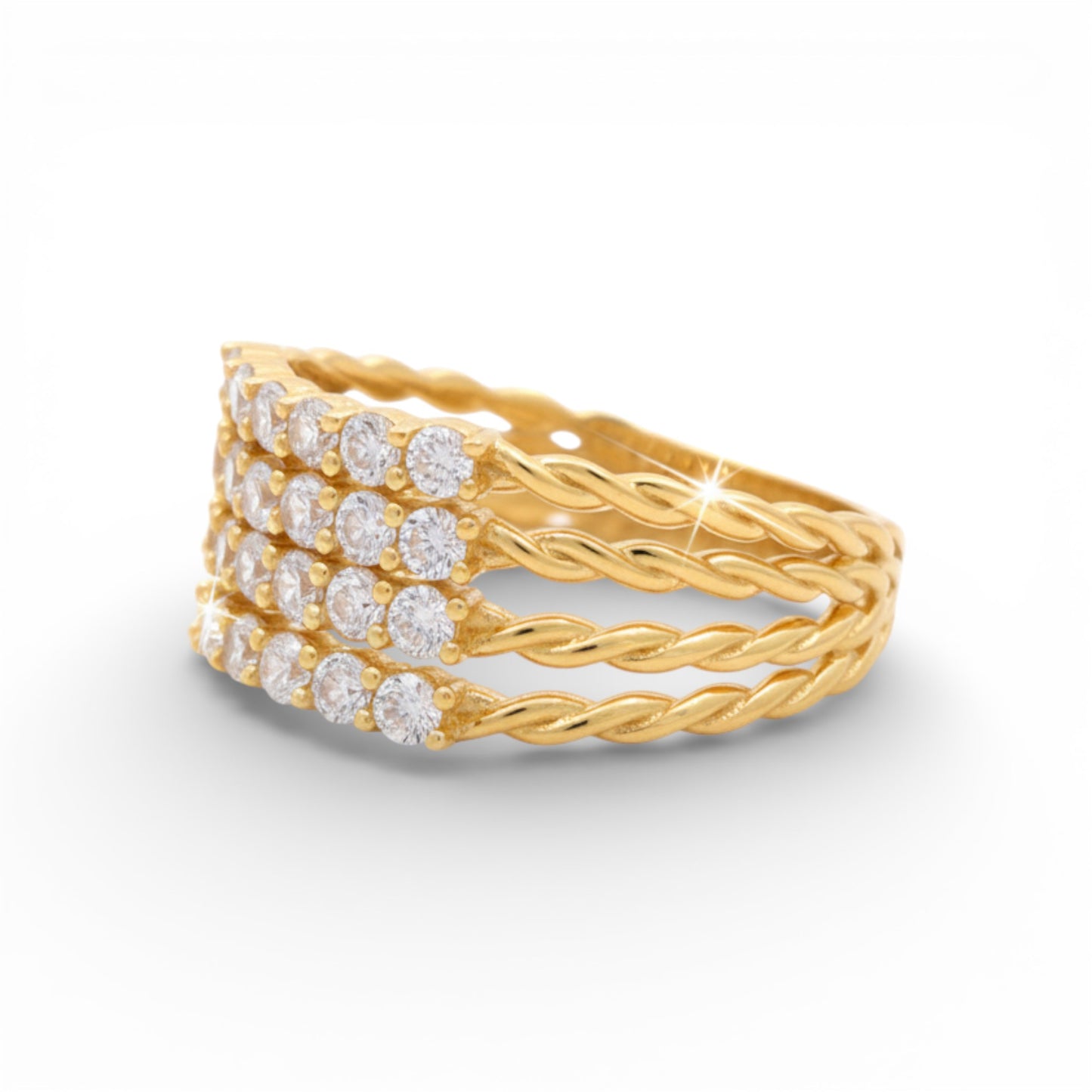 14K Yellow Gold Fashion Women's Ring with Cz / Size: 7 / Weight: 3.6 GR / Y25-743