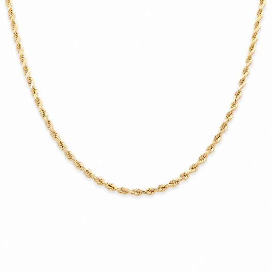 14K Yellow Gold Semisolid Rope Chain / Size: 20" 3.2mm  / Weight: 6.5 GR / 768-20040
