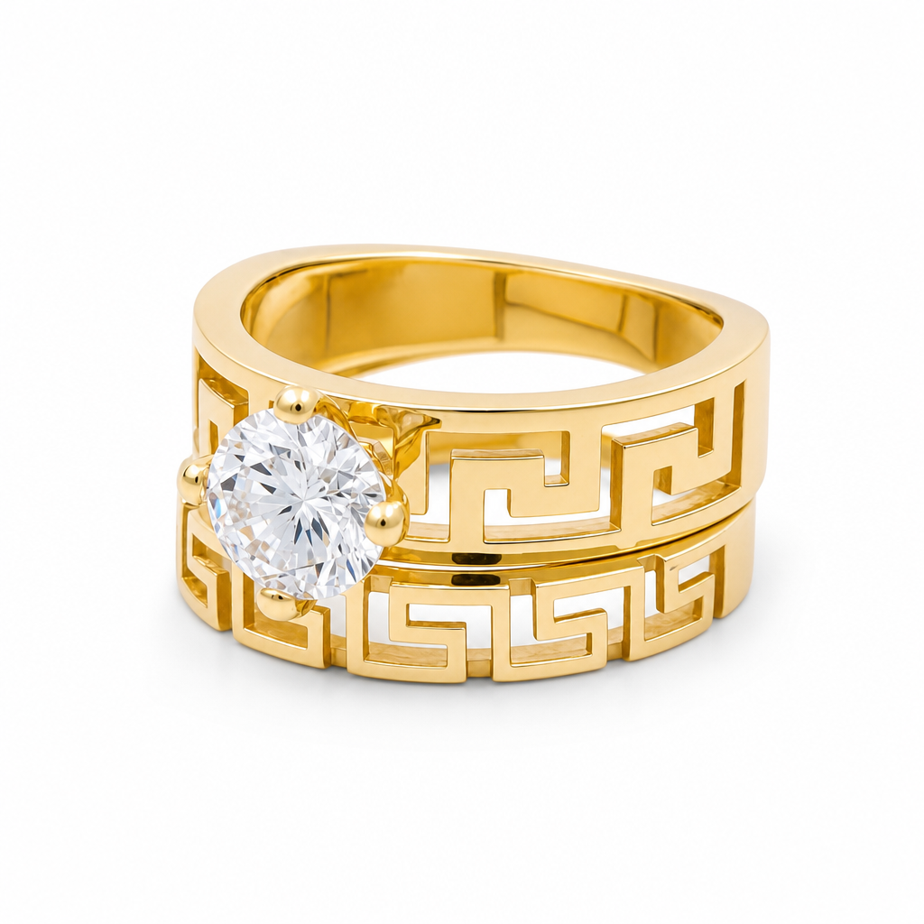 14K Yellow Gold Women’s Greek Bridal Set / Stone: Cz / Size: 7.5 / Weight: 7.4 GR / DLBWR4BSGR
