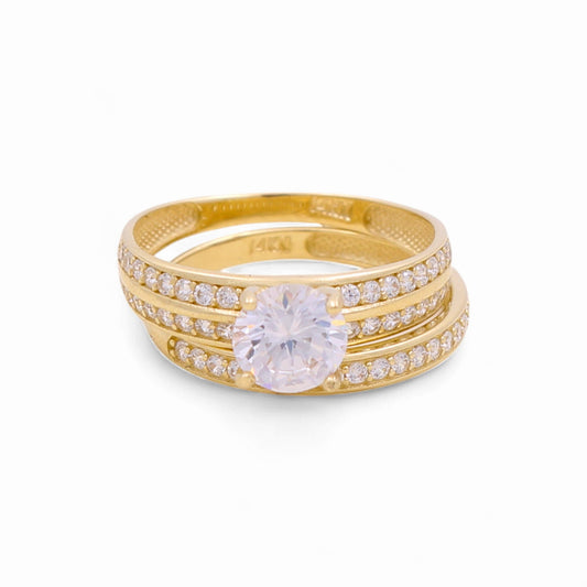 14K Yellow Gold Women’s Bridal Set / Stone: Cz / Size: 7.5 / Weight: 3.2 GR / CEEWR4BS-14