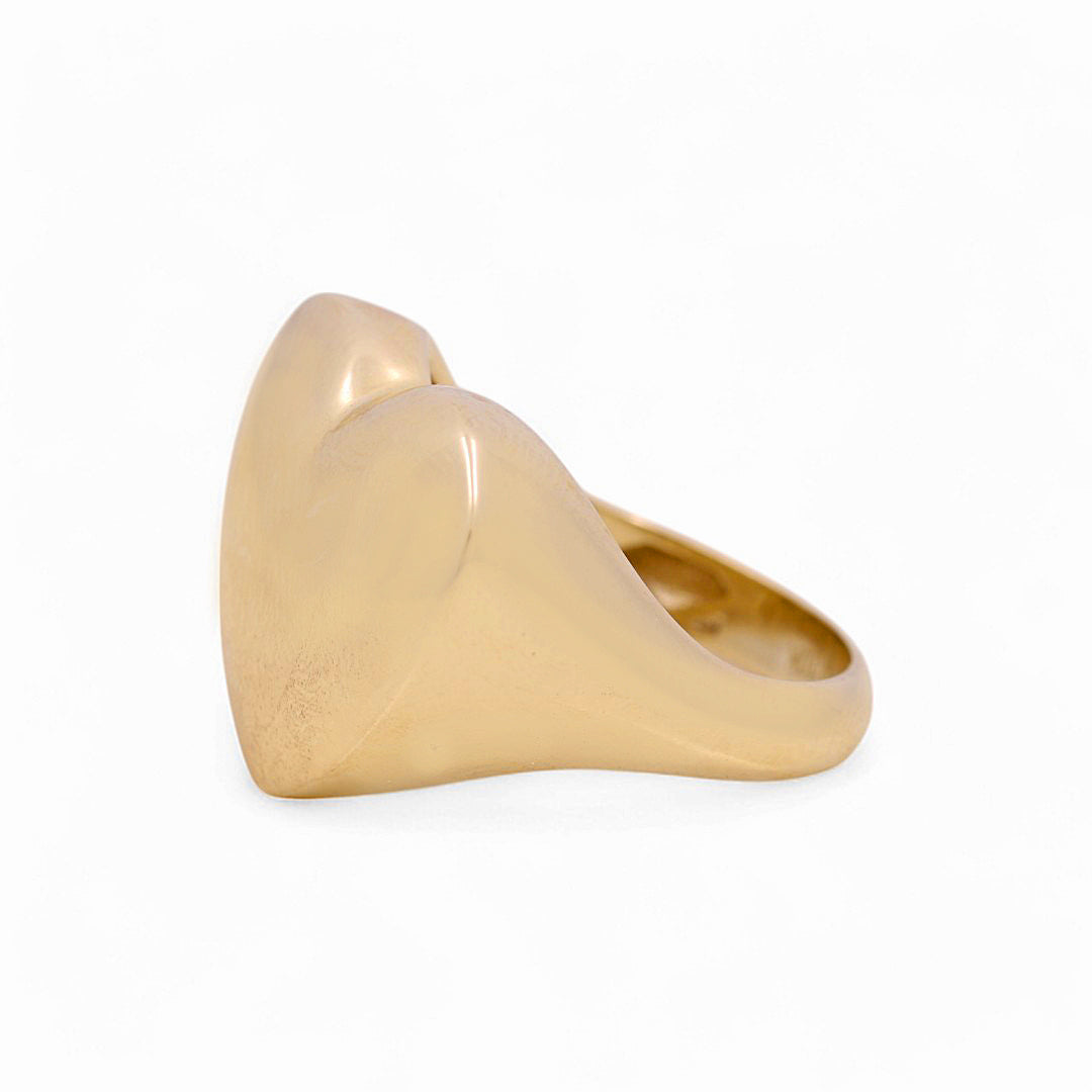 14K Yellow Gold Plain Heart Women's Ring  / Size: 8 / Weight: 3.4 GR / DQWR4HR-10