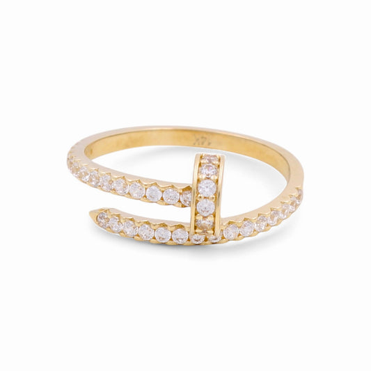 14K Yellow Gold Women's Nail Ring With Cz / Size: 8.5 / Weight: 2.4 GR / CPWR4CT
