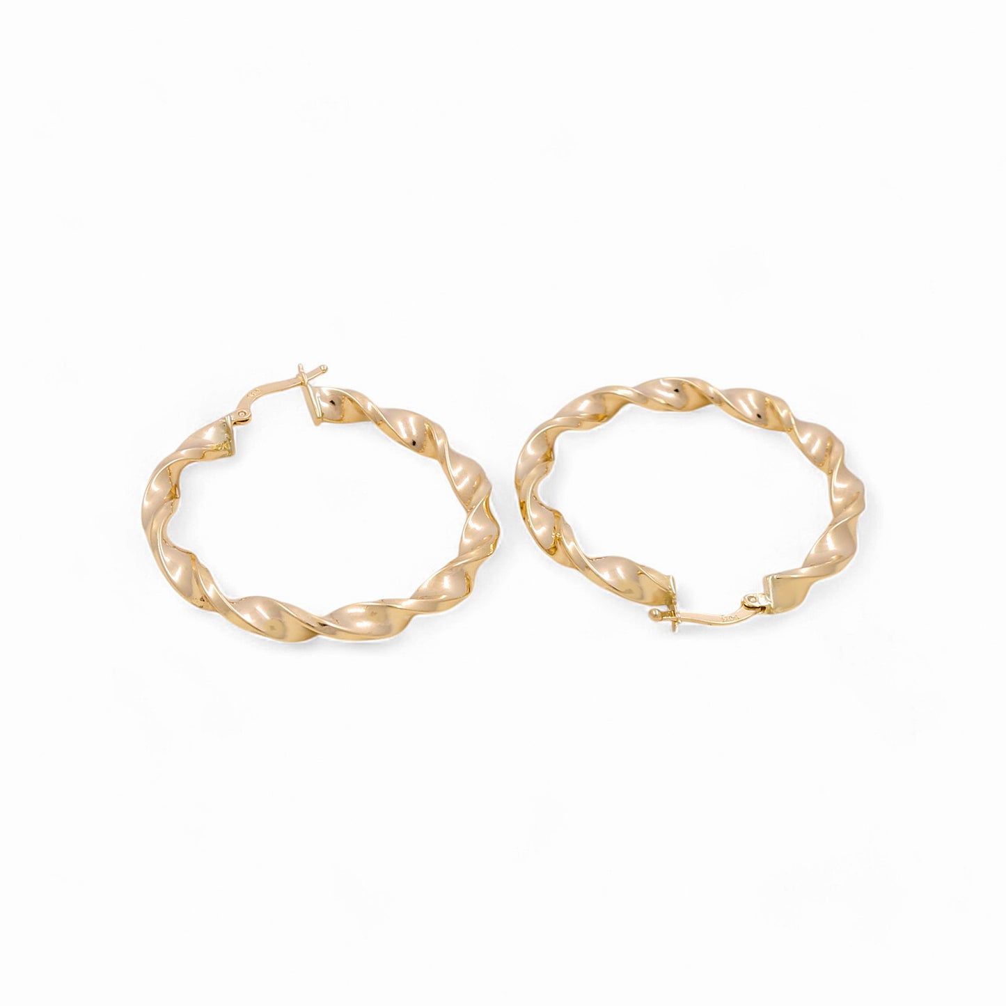 14K Yellow Gold Twist Hoops Earrings / Size: 4mm X 34mm / Weight: 4 GR / KOEH4TR4x34
