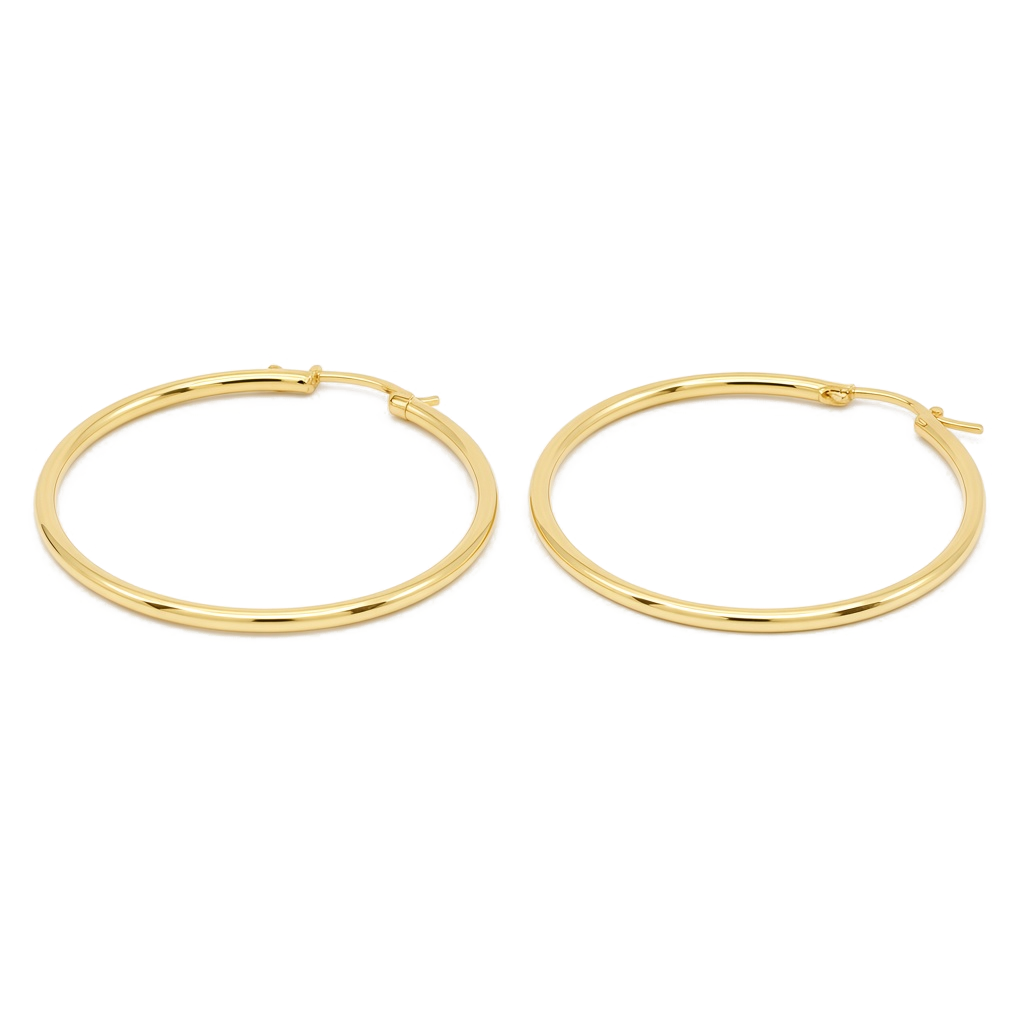 10K Yellow Gold Fashion Plain Hoop Earrings / Size: 2mmx36mm / Weight: 2.5 GR / DOEH0PL