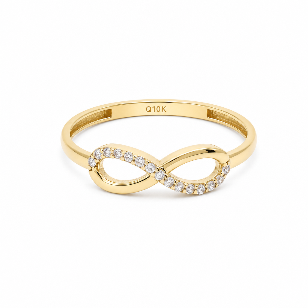 10K Yellow Gold Infinity Women's Ring / Size: sz9 / Stone: CZ / Weight: 1.1 GR / DQWR0IF-8