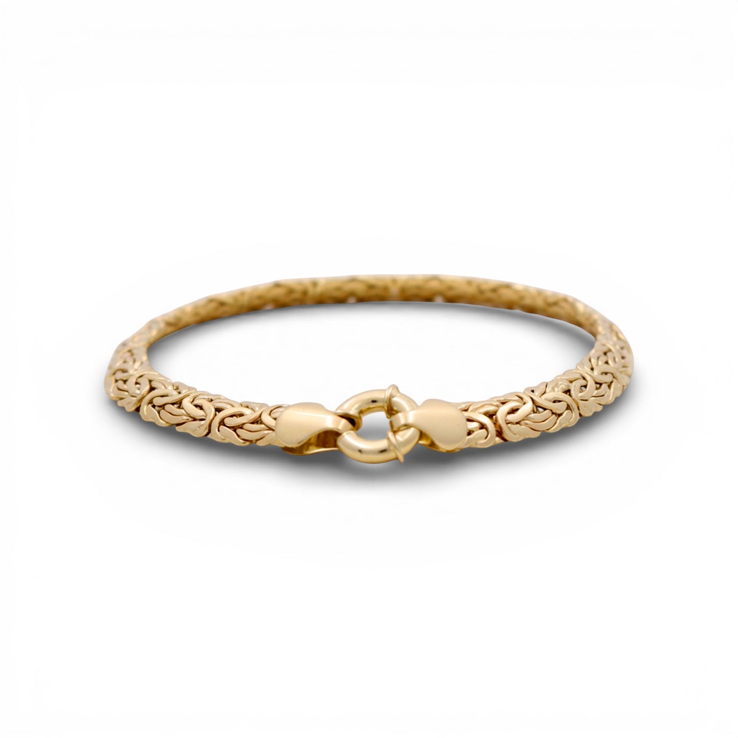 14K Yellow Gold Semisolid Byzantine Link Bracelet / Size: 7.5" / Weight: 6.1 GR / P10B-374