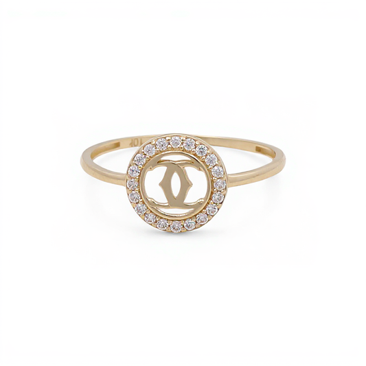 10K Yellow Gold Fashion CC Women's Ring with Cz / Size: 7.5 / Weight: 0.9 GR / CQWR0CC
