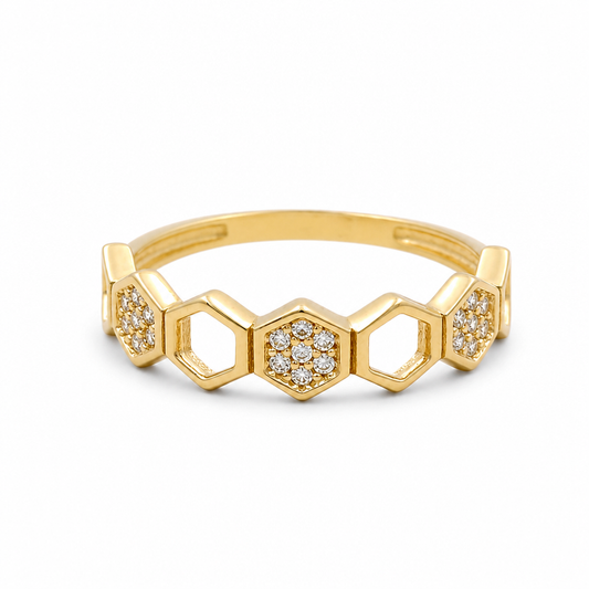 10K Yellow Gold Fashion Women's Ring with Cz / Size:7 / Weight: 1.4 GR / CQWR0FS-39