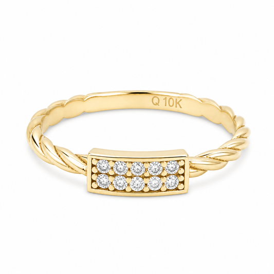 10K  Yellow Gold Fashion Women's Ring with Cz Stone / Size: 7.5 / Weight: 1.4 GR / DQWR0FS-109