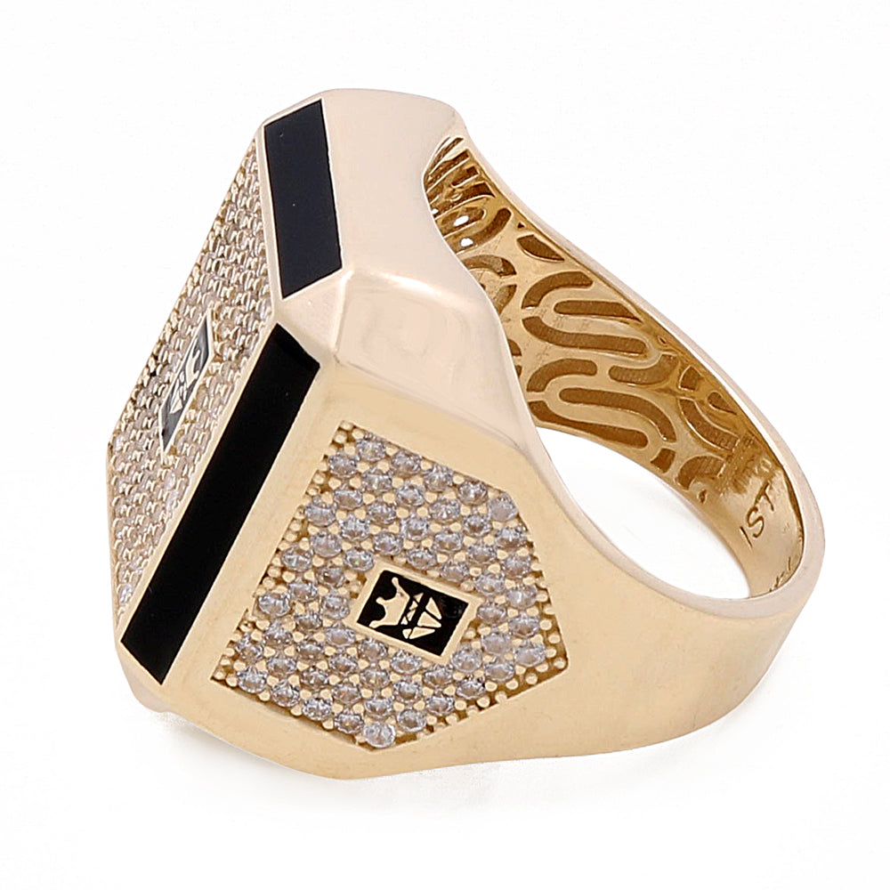 14K Yellow Gold Men’s Monaco Ring / CZ / Size 9 / Weight: 9.2 GR / COMR4MON-4