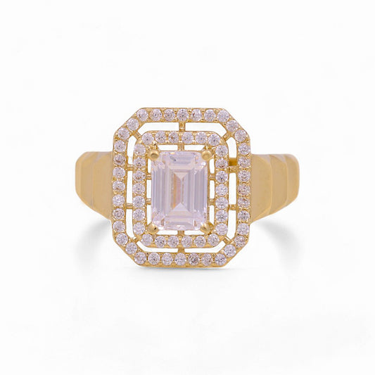10K Yellow Gold Women's Fashion Ring with White Cz / Size: 7 / Weight: 2.5 GR / P53R-51