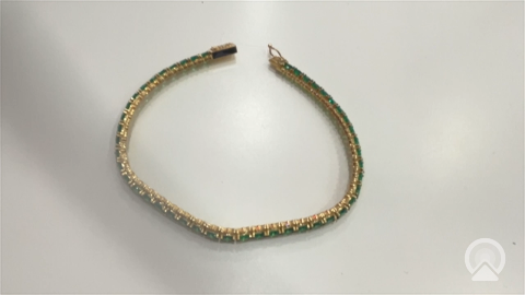 14K Yellow Gold Fashion GG Bracelet with Cz / Size: 7.5" / Weight: 7.9 GR / LLBWB4GG