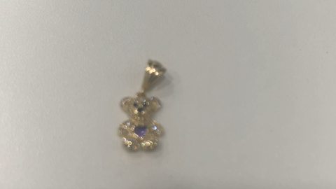 10K Yellow Gold Bear Pendant with Purple Cz / Weight: 1.7 gr / CQPD0BR-1