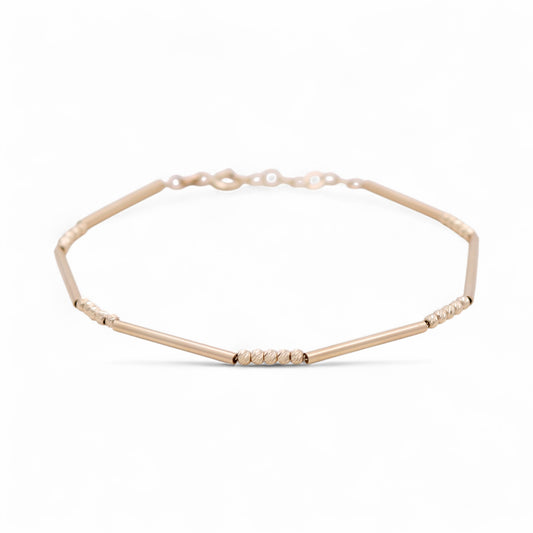 14K Yellow Gold Fashion Link Bracelet with Diamond Cut Balls / Size: 7” / Weight: 2.5 GR / DQWB4FSBLL
