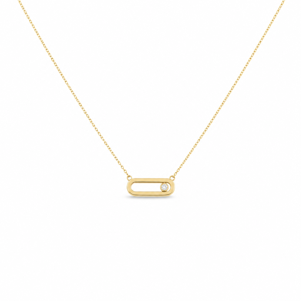 14K Yellow Gold Fashion Women's Necklace with Cz / Size 17" / Weight: 2.9 GR / DQNK4FS-3
