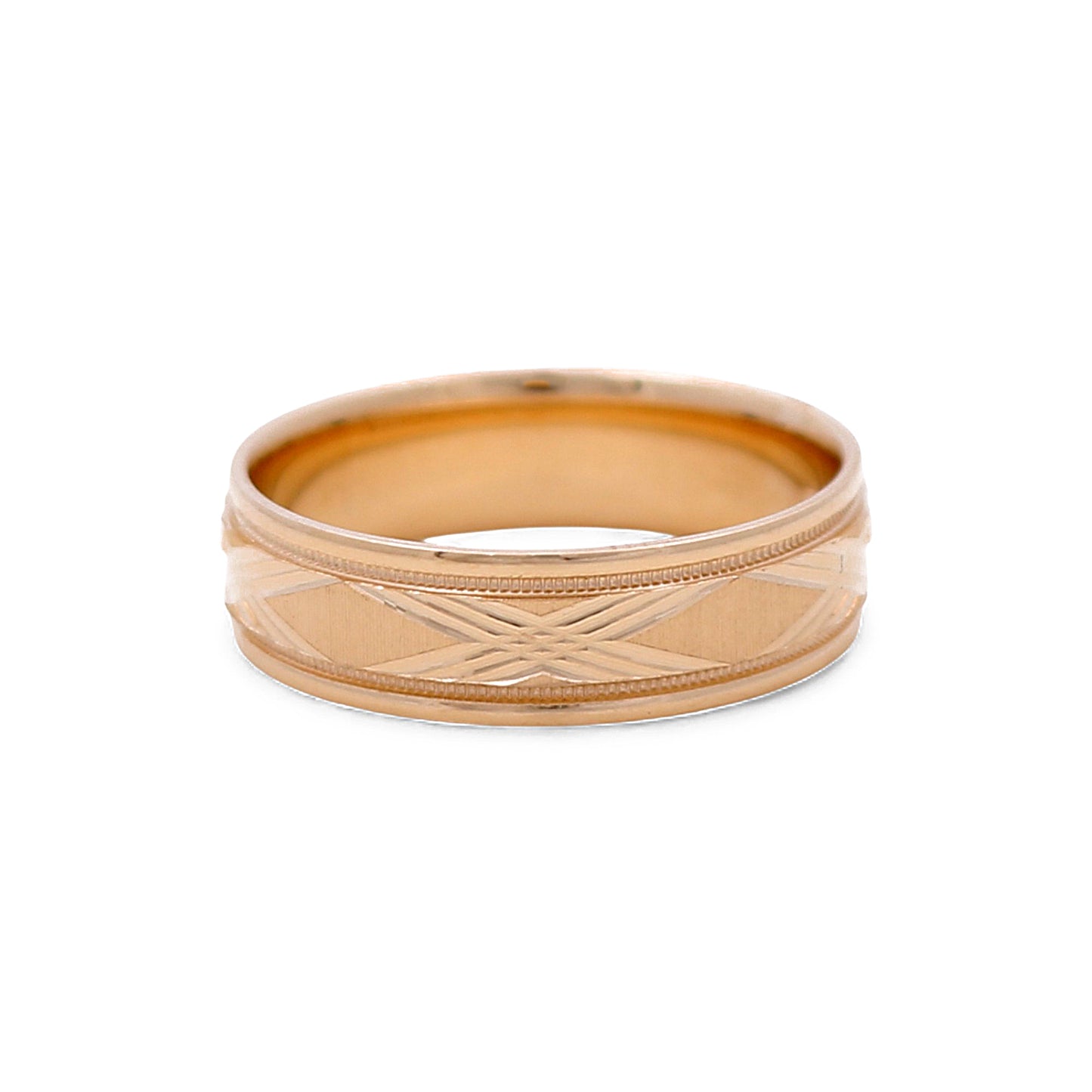 14K Yellow Gold Men’s Wedding Band with Design / Size: 10 / Weight: 5.1 GR / DEEMWB4DS-9