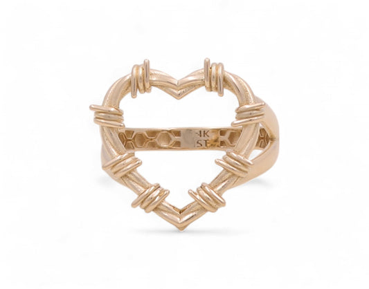 14K Yellow Gold Woman's Karol G Heart Ring / Size: 9 / Weight: 3.2 GR / DOWR4HR