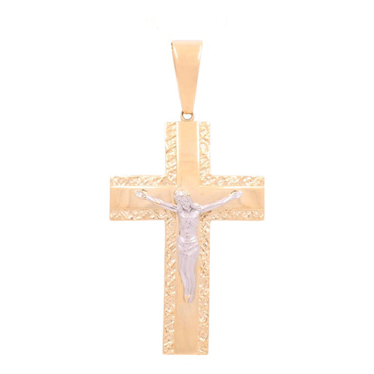 14K Yellow and White Gold Cross with Christ Pendant / Weight: 6.8 GR / 774-00141
